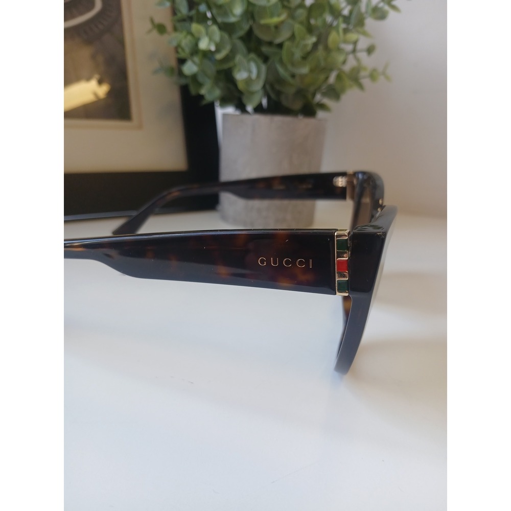 Gucci GG0460S Cat Eye Sunglasses Tortoise Shell Web Stripe Made in Italy 53mm - Picture 2 of 8